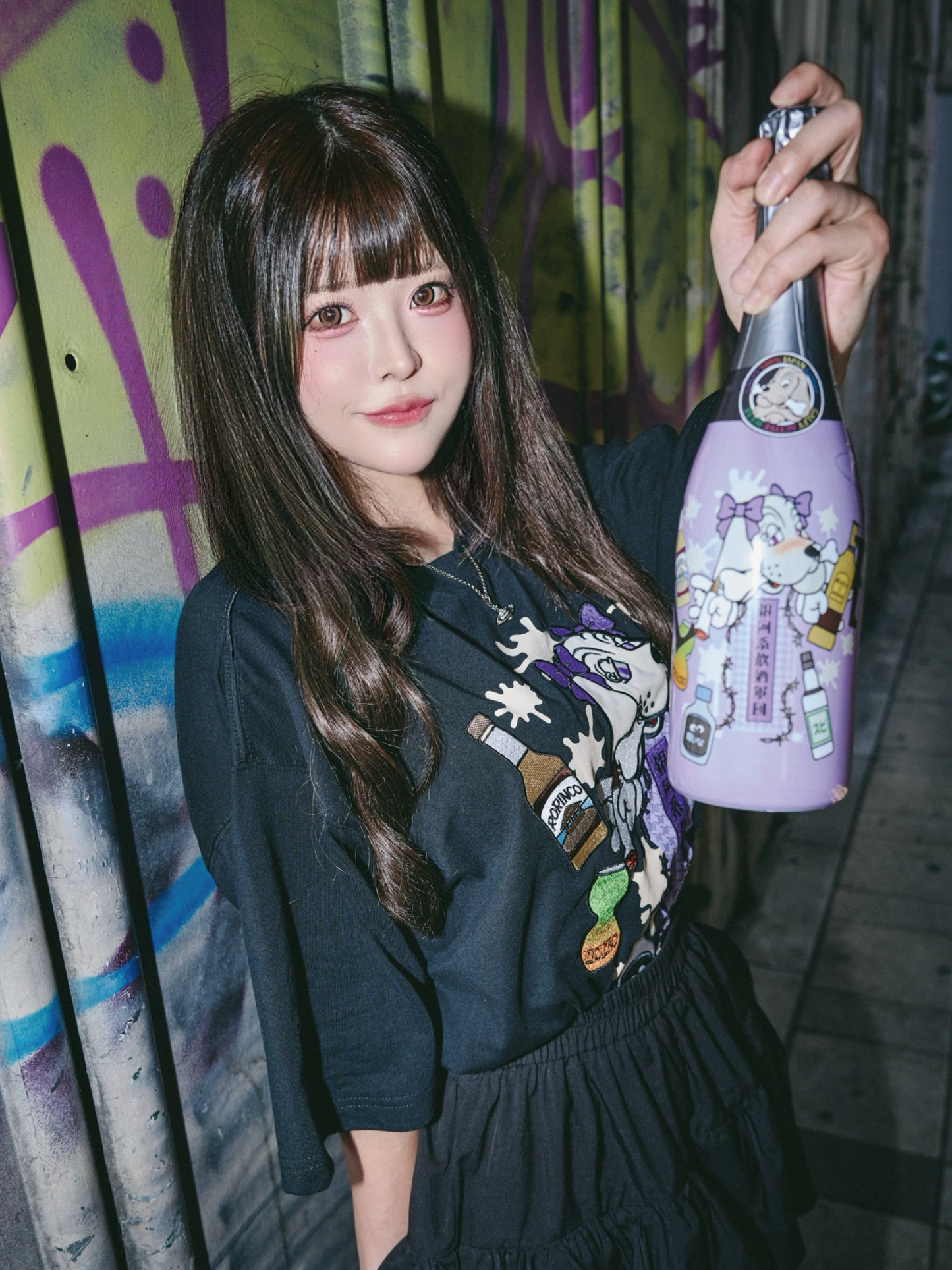 推し愛×GALFYコラボTシャツ(BLACK)